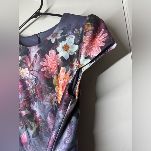 Betsey Johnson Grey Floral Sheath Rockabilly Retro Scuba Midi Fairygoth Dress 4 - Picture 5 of 14